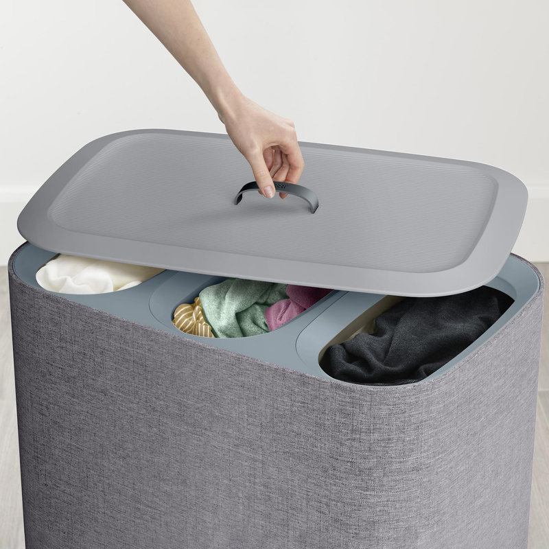 90 Liter Laundry Hamper with Lid, Gray