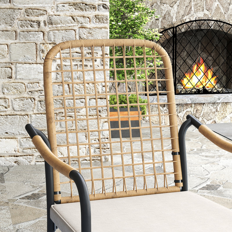 6-Person Outdoor Patio Dining Set With Rattan Chairs, Gray