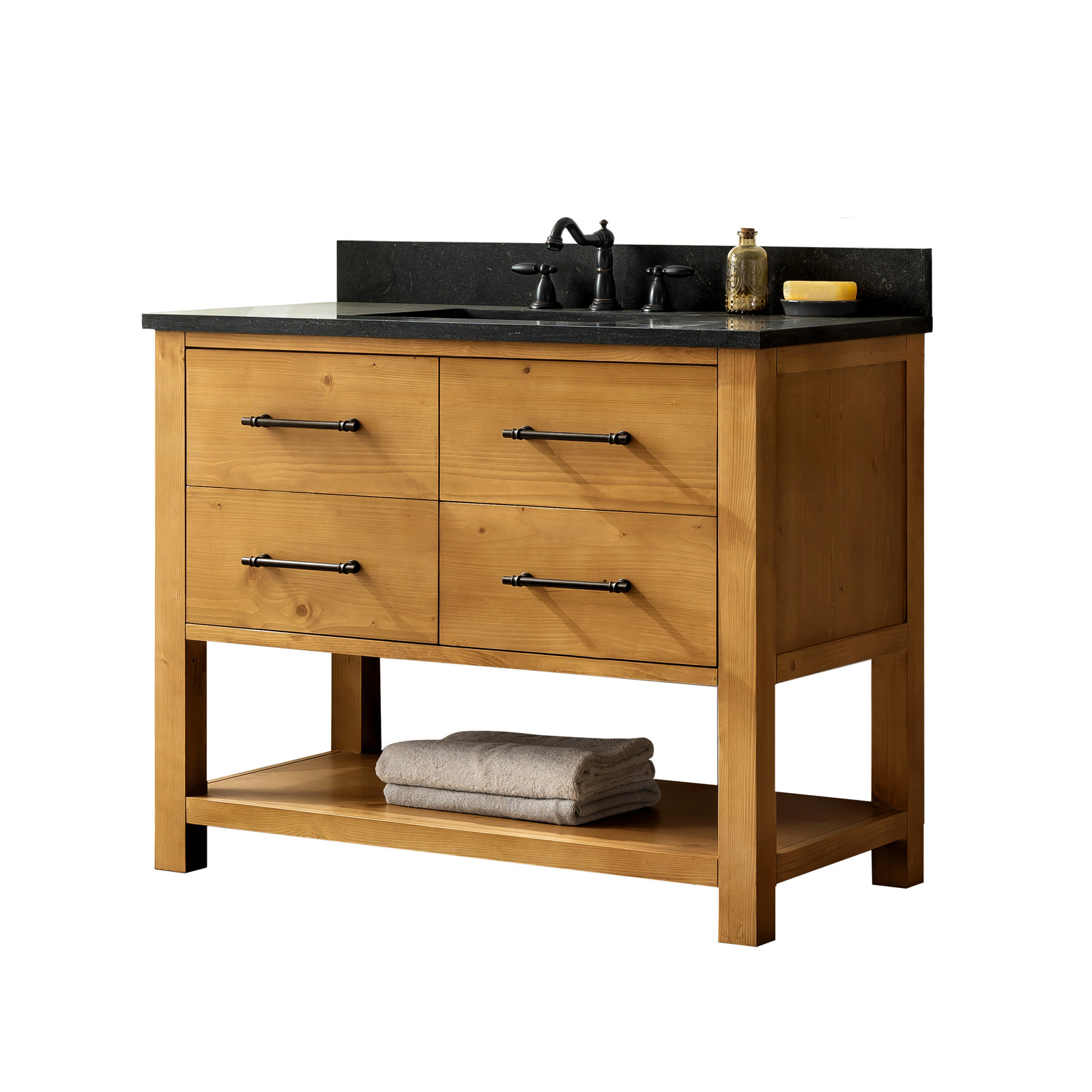 Keri 42'' Single Bathroom Vanity, Natural/Antique Black
