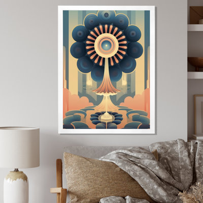 Pleine lune rétro paysage futuriste