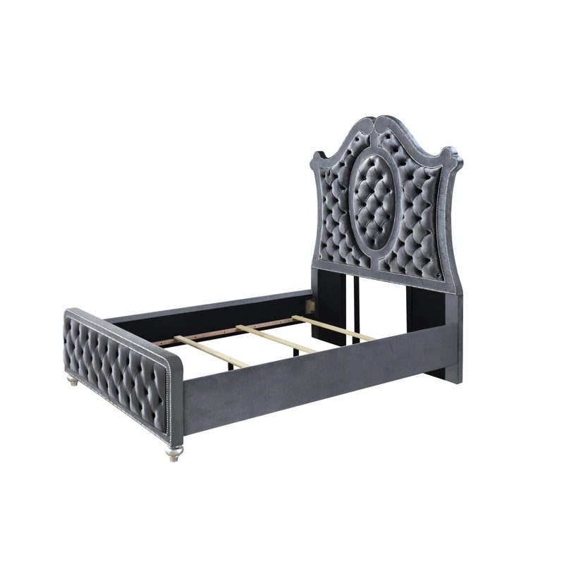 Tête de lit capitonnée 1Pc, Très grand lit, Gris