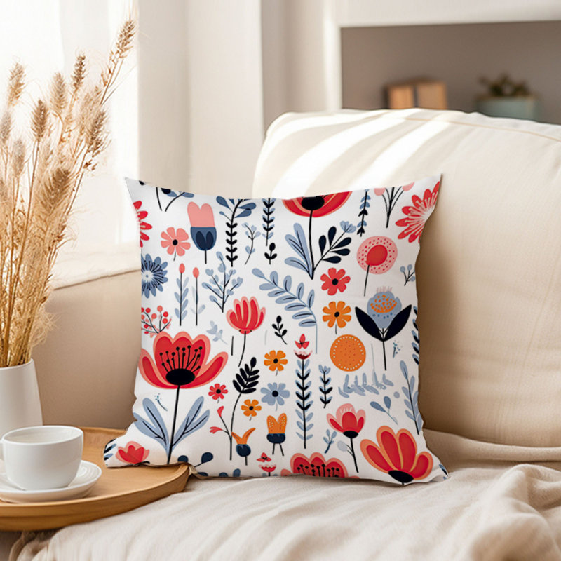Botanical Scandinavian Flower Pattern VII, 20" H x 20" W