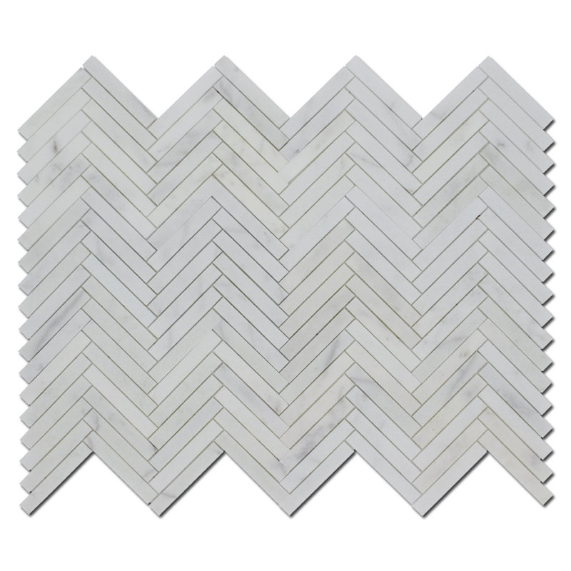 1" x 6" Marble Herringbone Mosaic Wall Tile