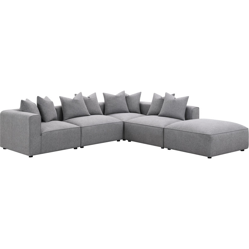 Fauteuil d'angle gris avec coussin - idéal pour les salons principaux dans les maisons, sièges modulaires et flexibles, marques ornementales à dossier et siège serrés, sièges confortables, dispositifs antidérapants,
