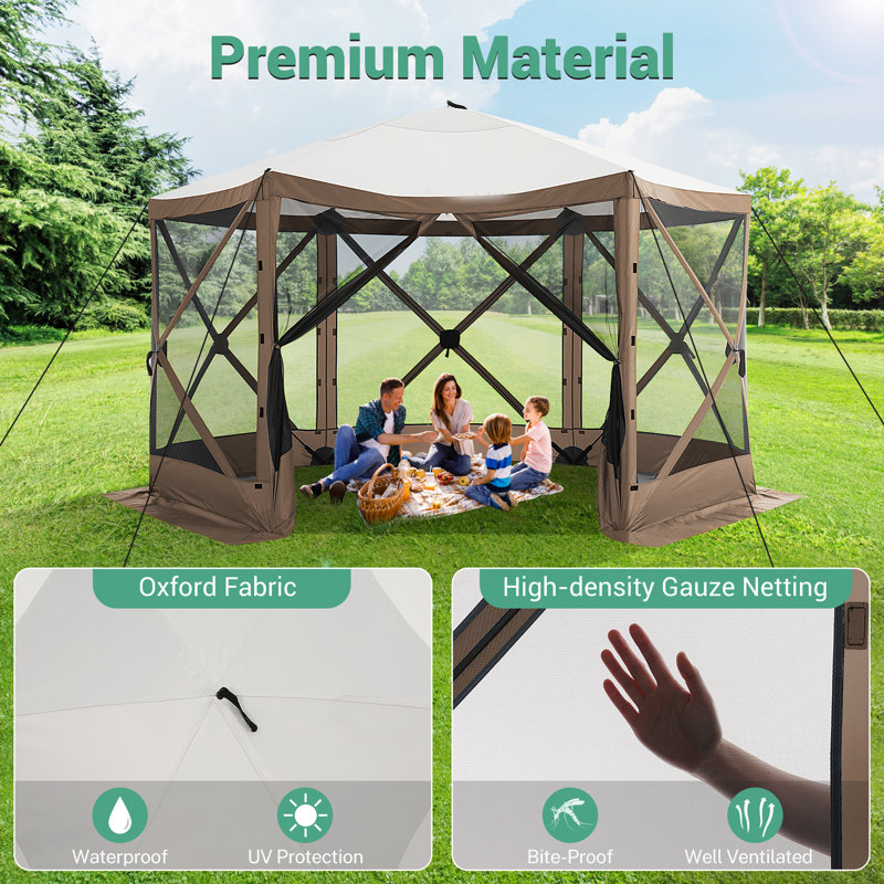 12x12 Screen Room with Mosquito Netting, Brown