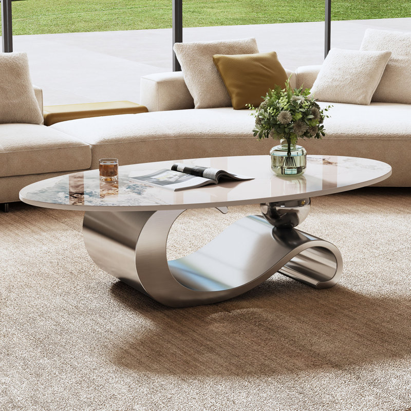 Table basse contemporaine, table de centre moderne pour le salon, Gris / Blanc