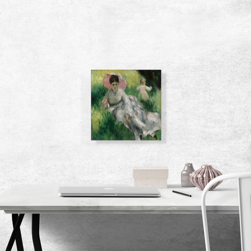 «Woman with Parasol 1873» par Pierre-Auguste Renoir, reproduction d'art sur toile tendue, H 12 po x l 12 po x P 0,75 po