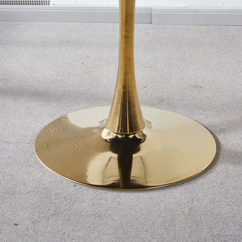 Table basse tulipe dorée et blanche, Blanc