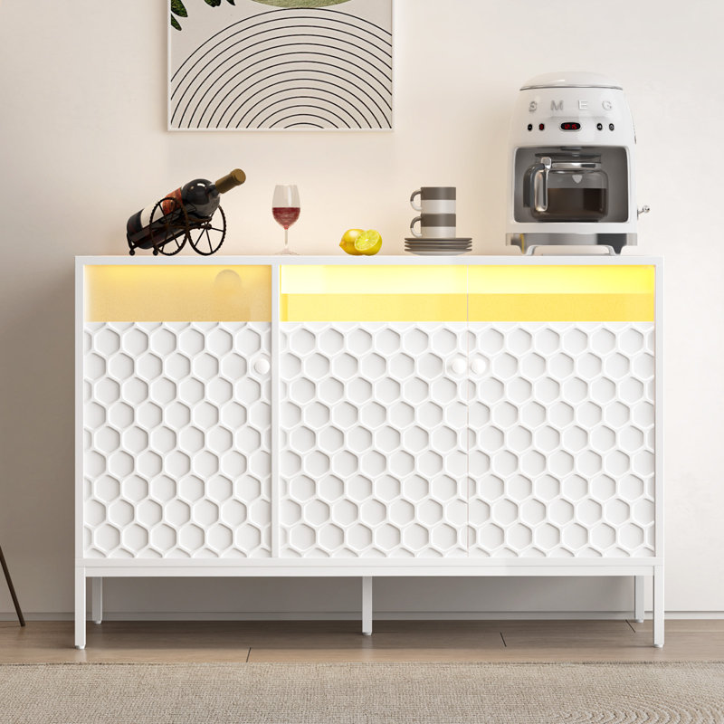 Buffet avec DEL et station de charge, Blanc