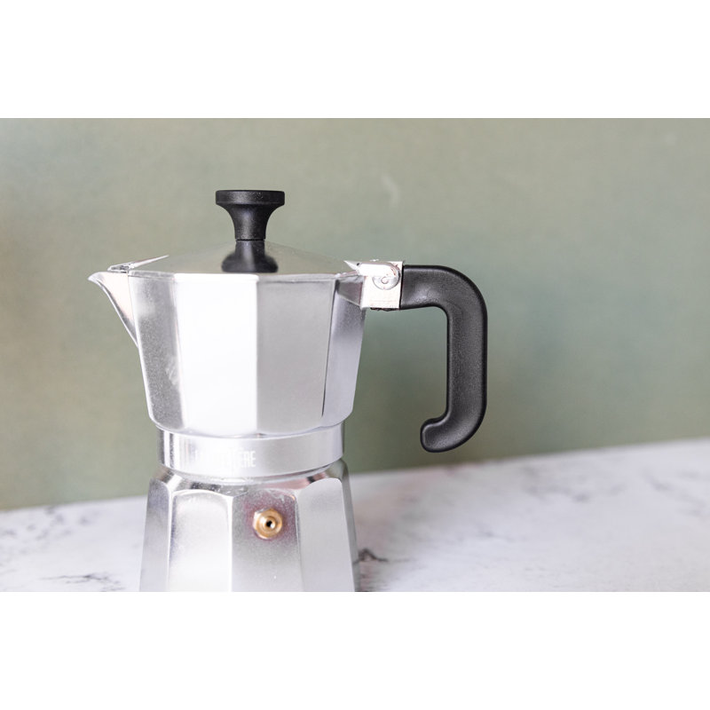 La Cafetière Venice Aluminium Espresso Maker, Silver, 15.2cm H x 15.3cm W x 9.5cm D