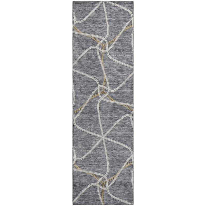 Premium Machine Washable Prisco Gray Rug, Runner 2'3" x 7'6"