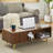 Mercer41 16 Colors Led Rectangle High Gloss Coffee Table With Metal Legs, 41.3"w Fluted Wood Coffee Table With 3 Open Storage Shelves-256177825