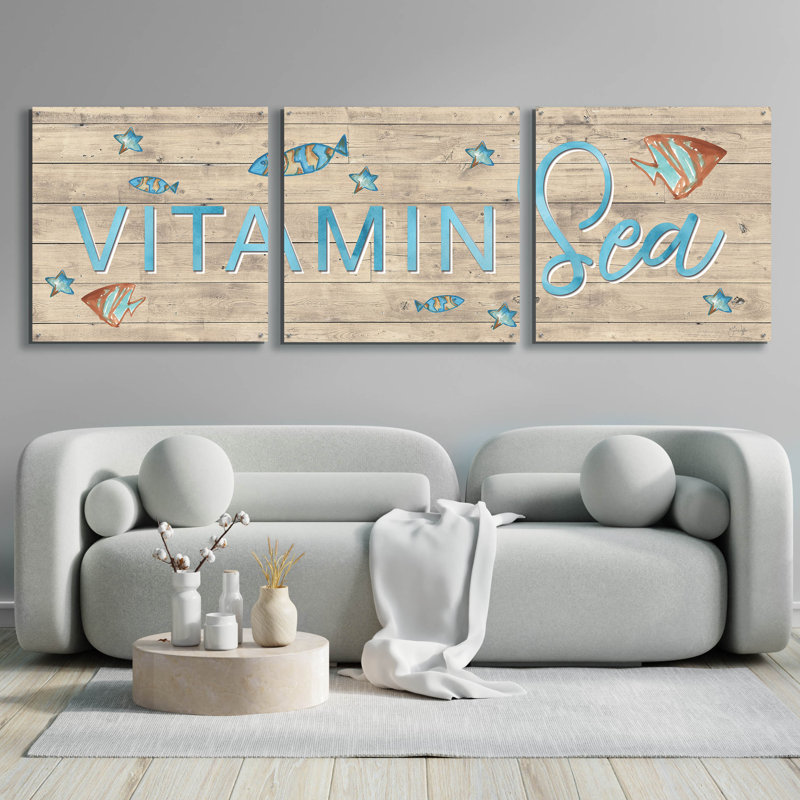 «Epic Art» «Vitamin Sea» par Yass Naffas Designs, art mural en verre acrylique, ensemble de 3 pièces, H 36 po x l 108 po