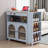 Rolling Kitchen Island with Extended Table – LED Lights, 2 Fluted Glass Doors, Power Outlets (2 USB + 3 AC), Side Open Shelves, Movable Cart on Wheels, White for Kitchen or Dining Room-1958634191