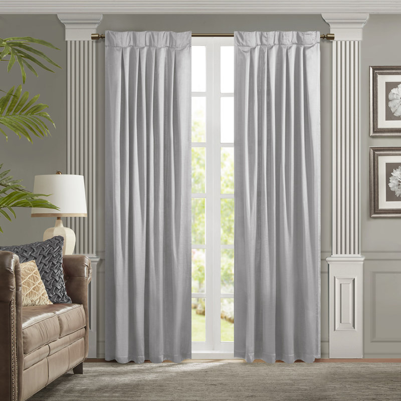 Avignon Croscill Classics Single Curtain Panel with Tieback, 26" W x 96" L, Silver