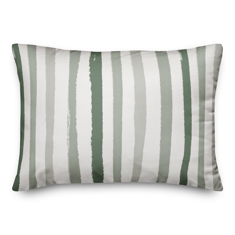 Housse et insert de coussin rectangulaire d'extérieur Vertical Strokes 17, Vert