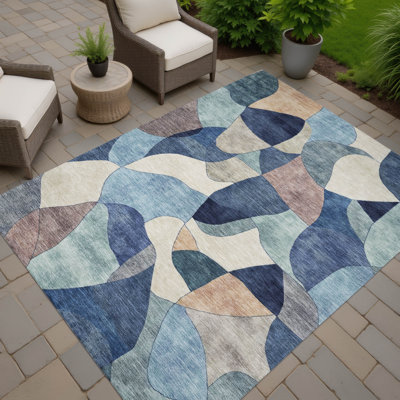 Tapis abstrait lavable à la machine intérieur / extérieur ACN2814