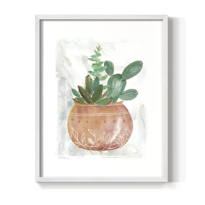 Reproduction encadrée boho - bois massif, H 21 po x l 17 po, Blanc