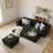L-Shape Modular Sectional Sofa with Ottoman – Deep Seat Corduroy Sleeper Couch, Cloud-Soft All-Foam Design (No Assembly), Removable Washable Covers, Black-828628096