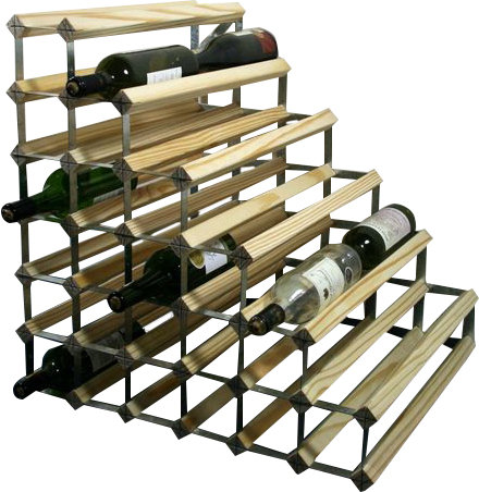 54 Bottle Floor Wine Bottle Rack, Natural Pine
