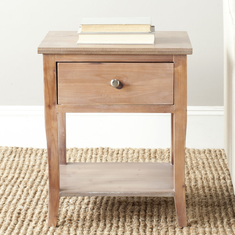 Table de bout en bois massif avec rangement Joanna, Érable rouge