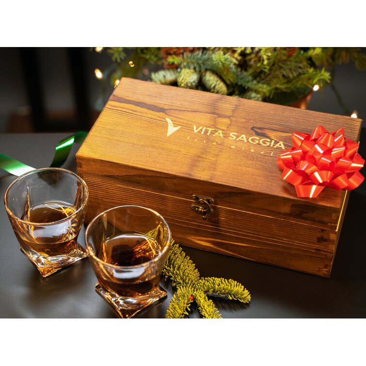 Whiskey Glass Wooden gift box Set Granite Ice Cube for Whisky