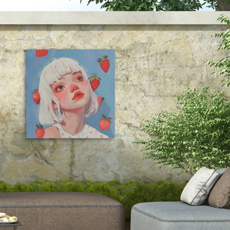 Toile d'extérieur Andreas Magnusson Strawberry Girl Two, H 14 po x l 14 po