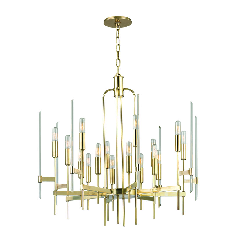 Bari 16 - Light Chandelier, Aged Brass
