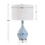  Lampe de table en céramique bleu chiné H 23,5 po avec abat-jour en lin rigide