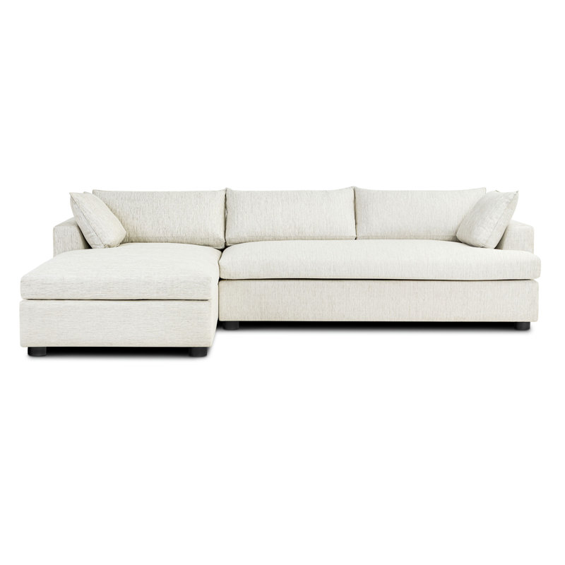 Canapé-lit modulaire en tissu avec rangement Funke, Orienté à gauche (vu de face), Tissu blanc