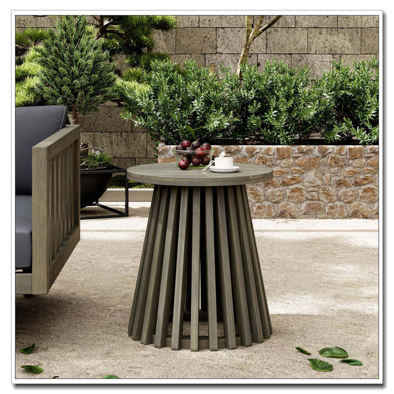 Table d'appoint d'extérieur en bois d'acacia, Gris