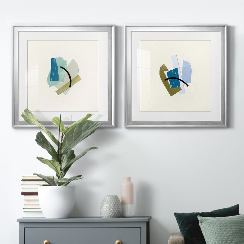 Bits et pièces III Bits et pièces III - ensemble de 2 cadres photo, Papier avec cadre argenté, H 17,5 po x l 35 po x P 1,5 po
