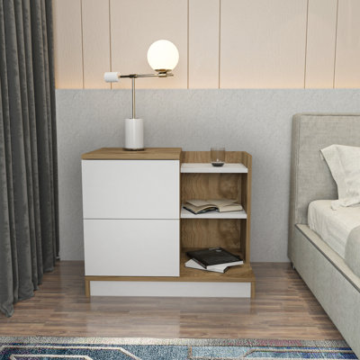 Rena 72 cm Wide Modern Nightstand with Shelves