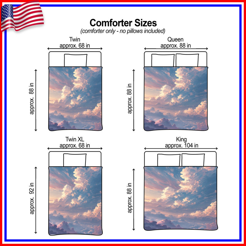 Colorful Cloudy Sky Comforter, Queen