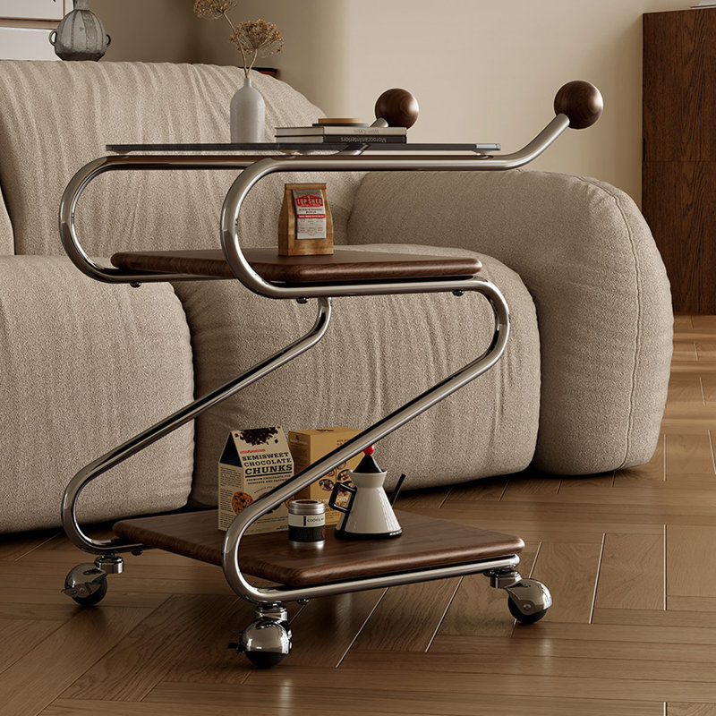 Glass and Solid Wood Bar Cart