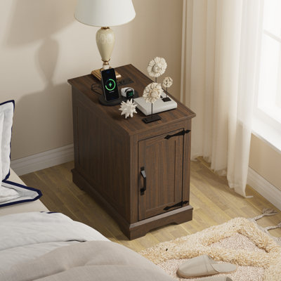 End Table With Charging Ports And Adjustable Shelf