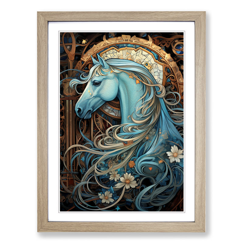 XYZ-FRM-V1223-3655 Horse Nouveau No.2 - Single Picture Frame Print on Wood