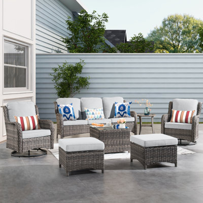 Emlynne 6 - Person Patio Conversation Set with Cushions