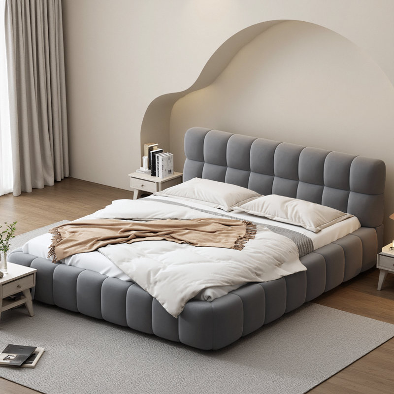 Lit plateforme tapissier avec tissu épais Timeless Stabilité, Gris