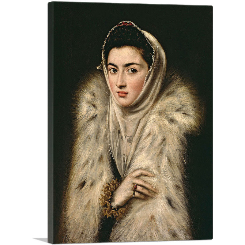 «Lady in a Fur Wrap» par El Greco, reproduction d'art sur toile tendue, H 18 po x l 12 po x P 0,75 po