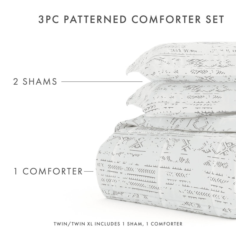 Ensemble d'édredon en duvet aztèque délavé, Édredon pour grand lit + 2 taies décoratives sta