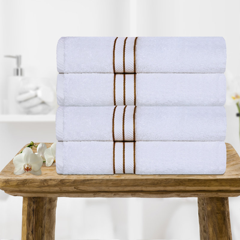 Josann Turkish Cotton Ultra-Plush Solid 4 Piece Bath Towel Set, Toast