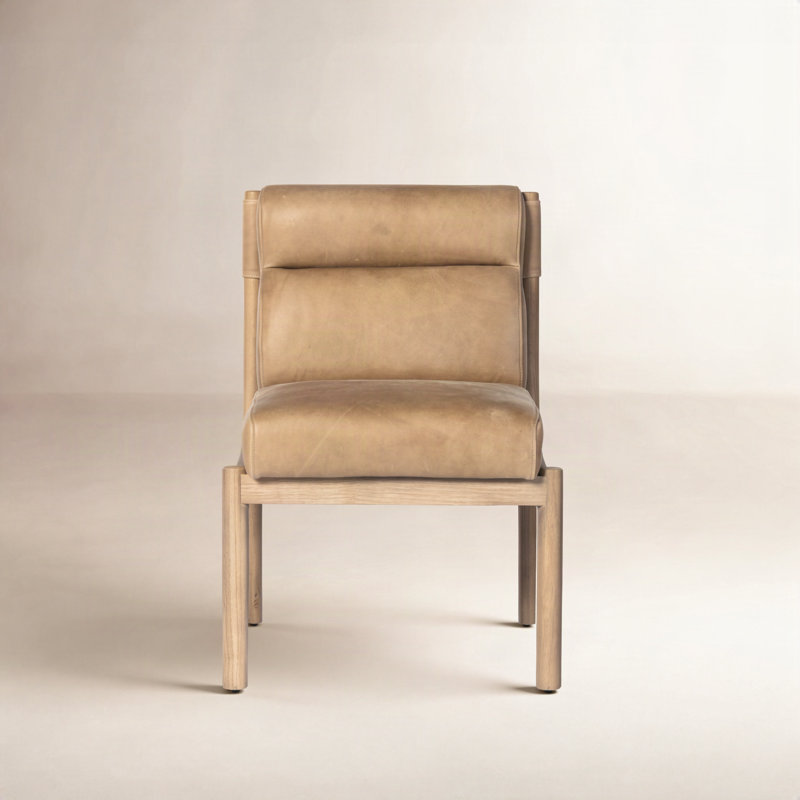 Chaise d'appoint rembourrée Arbella, Cuir véritable dérive Palermo