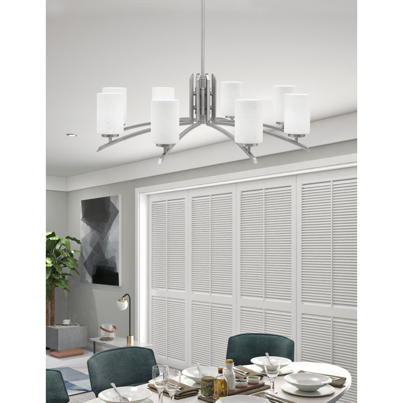 Lustre lumineux en verre mousseline de 4 po Kurve, H 58,25 po x l 34 po x P 34 po, Graphite, 8