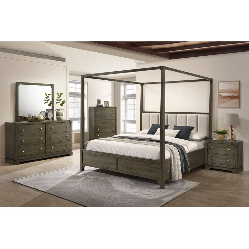 Ensemble de chambre à coucher de 5 pièces Iridissa Grand Aesthetic - Cacao foncé Iridissa, Grand lit