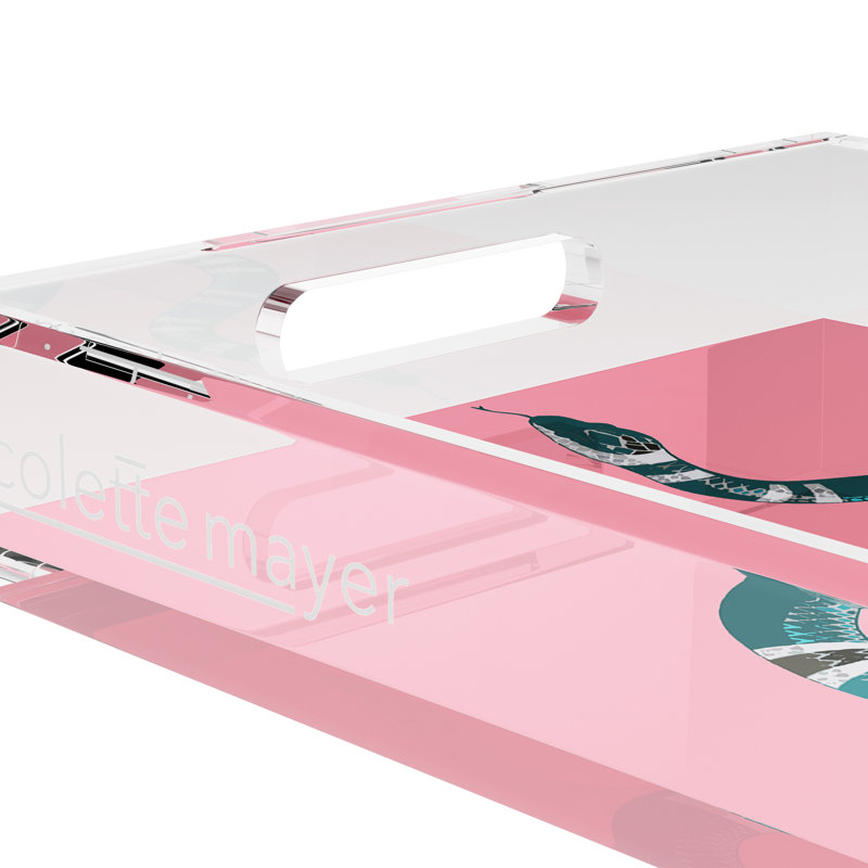 Serpent Acrylic Rectangle Decorative Tray, Pink, 17"W x 10.5"D x 2"H
