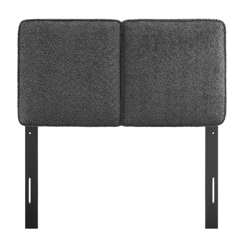 Slate Boucle Upholstered Twin Headboard with Wood Legs