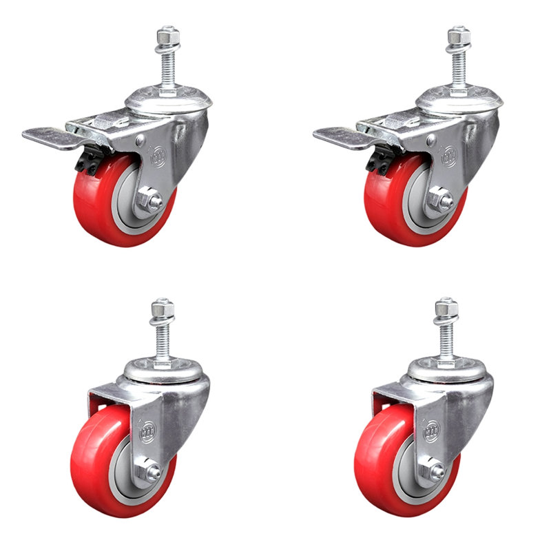 Ensemble de roulettes en polyuréthane pivotantes 10mm