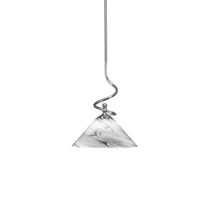 Mini-luminaire suspendu Capri avec verre tourbillon onyx 12 po, Nickel brossé
