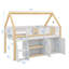 Lit mezzanine avec escabeau, étagères intégrées, armoires et système d'éclairage-694147145